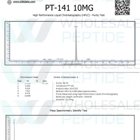 Certificate of Analysis for PT-141 10mg 10/27/25
